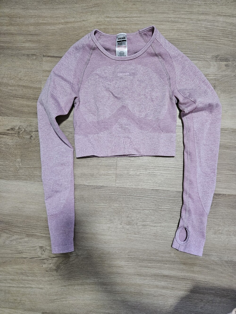 Gymshark Purple Marl Flex Long Sleeve Crop Top Thumbholes Size S